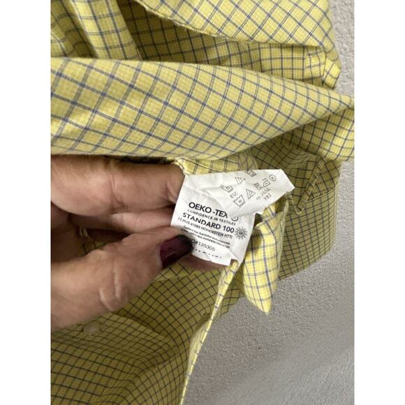 Izod Shirt Mens‎ XL Yellow Blue Plaid Long Sleeve Button-Down Casual Regular Fit - Picture 8 of 12